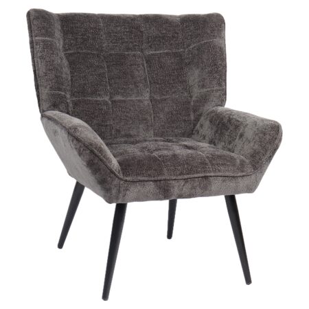Πολυθρόνα ArteLibre TIVA Γκρι Σκούρο Ύφασμα Σενίλ/Μέταλλο 84x78x77cm