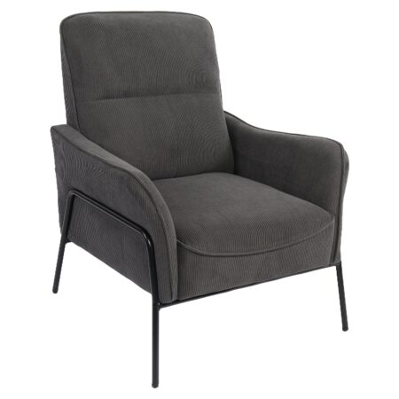 Πολυθρόνα ArteLibre ELAN Γκρι Σκούρο Ύφασμα Κοτλέ/Μέταλλο 94x77x82cm