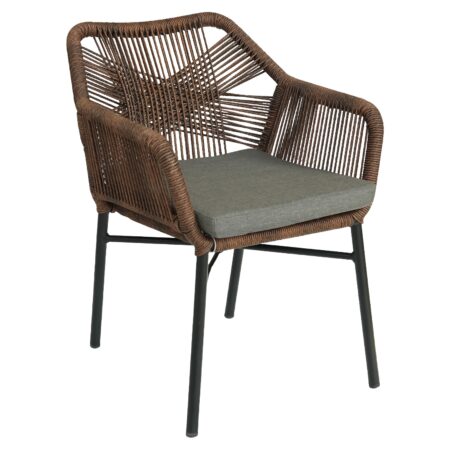 Πολυθρόνα Κήπου ArteLibre MAURITIUS Μαύρο/Φυσικό Αλουμίνιο/Rattan 57x65x84cm