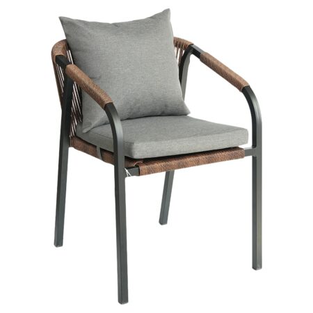 Πολυθρόνα Κήπου ArteLibre CURACAO Μαύρο/Φυσικό Αλουμίνιο/Rattan 57x60x84cm