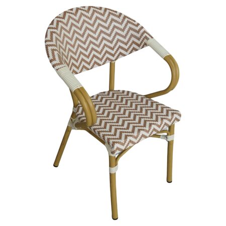 Πολυθρόνα Κήπου ArteLibre BIMINI Καφέ/Λευκό/Φυσικό Αλουμίνιο/Textilene 56x55x82cm