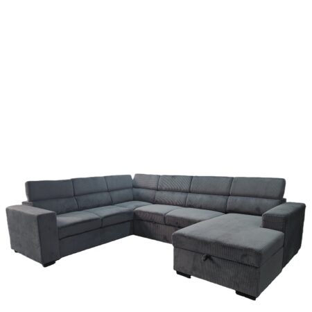 Καναπές Γωνιακός ArteLibre AVELON Γκρι Σκούρο Ύφασμα/Ξύλο 249x312x82cm