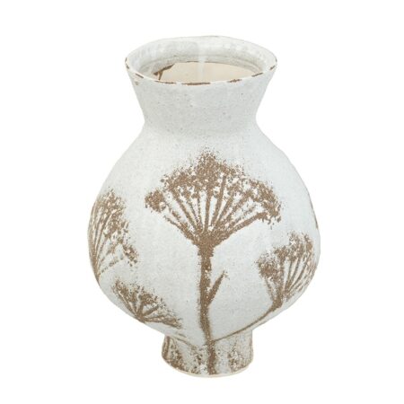 Artekko Antique Λευκό Κεραμικό Βάζο με Καφέ Λεπτομέρειες (20x20x28.5)cm