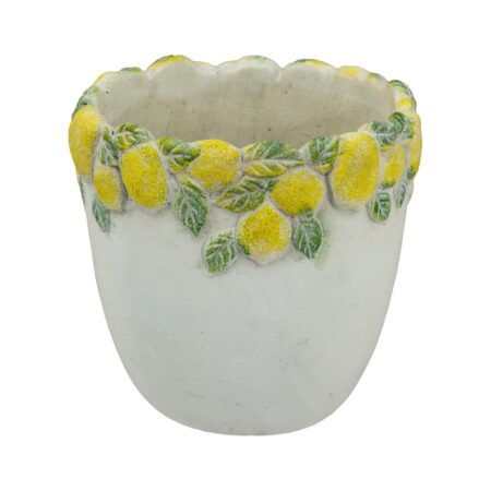 Artekko Lemon Εκρού Τσιμεντένιο Βάζο με Λεμόνια (19.5x19.5x19)cm