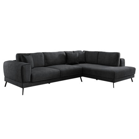 ΚΑΝΑΠΕΣ ΚΡΕΒΑΤΙ ΔΕΞΙΑ ΓΩΝΙΑ ZENORA HM3337.01R ΣΚΟΥΡΟ ΓΚΡΙ ΥΦΑΣΜΑ 304x212x80Υεκ