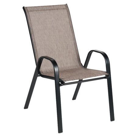 Πολυθρόνα Κήπου ArteLibre NEPTUNE Καφέ/Μαύρο Μέταλλο/Textilene 55x75x95cm
