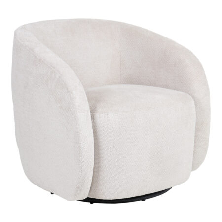 Πολυθρόνα Barrelo  περιστρεφόμενη με κρεμ ύφασμα 77x72x69εκ