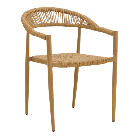 Πολυθρόνα Rayana pakoworld στοιβαζόμενη αλουμίνιο - pe rattan σε φυσική απόχρωση 56x61