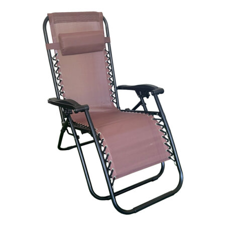 Πολυθρόνα relax πτυσσόμενη Mirka textilene-μέταλλο σε καφέ-μαύρη απόχρωση 65x165x110εκ