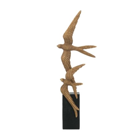 Artekko Flying Birds Μπρονζέ Επιτραπέζιο Διακοσμητικό με Πουλιά (12.5x7x40)cm