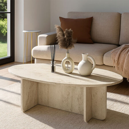 Τραπεζάκι σαλονιού Ravey Megapap χρώμα travertine 120x60x39
