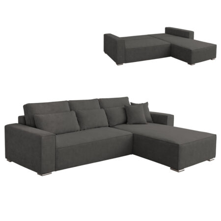 ΚΑΝΑΠΕΣ ΚΡΕΒΑΤΙ ΑΝΑΣΤΡΕΨΙΜH ΓΩΝΙΑ CORNERA HM3335.01 ΓΚΡΙ ΥΦΑΣΜΑ 269x155x89Yεκ