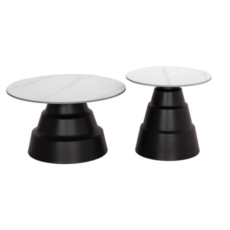 ΣΕΤ 2 ΤΡΑΠΕΖΙΑ ΣΑΛΟΝΙΟΥ LIDOX HM18306.02 SINTERED STONE TOP- SNOW WHITE ΧΡΩΜΑ Φ50 & Φ70