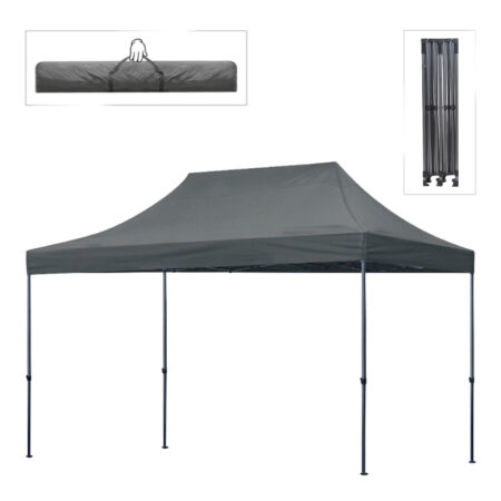 Κιόσκι - Gazebo Bari Megapap πτυσσόμενο μεταλλικός σκελετός - αδιάβροχο ύφασμα χρώμα γκρι 3x4,5x3,20m.