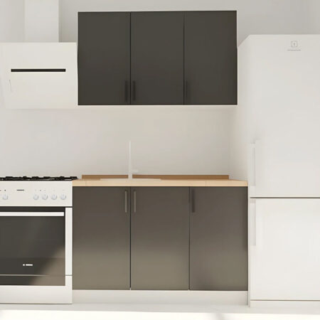 Κουζίνα Modest Σετ 4 Κουτιών Ανθρακί Άνω Κουτιά 120cm Κάτω 120cm