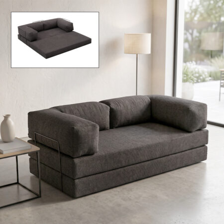 Καναπές - κρεβάτι Comfort Megapap τριθέσιος υφασμάτινος χρώμα ανθρακί 190x95x75εκ.
