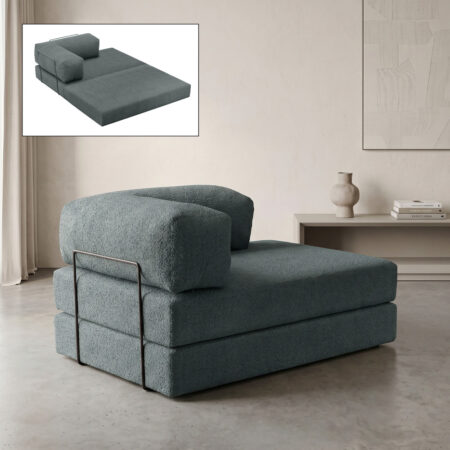 Καναπές - κρεβάτι Comfort Megapap διθέσιος υφασμάτινος χρώμα μέντα 140x95x75εκ.