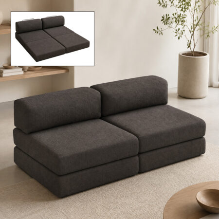 Καναπές - κρεβάτι Comfort Megapap τριθέσιος υφασμάτινος χρώμα ανθρακί 190x95x75εκ.